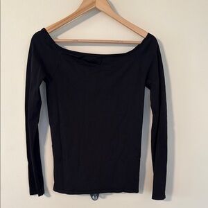 Free People Intimates Black Off-Shoulder Long Sleeve Top